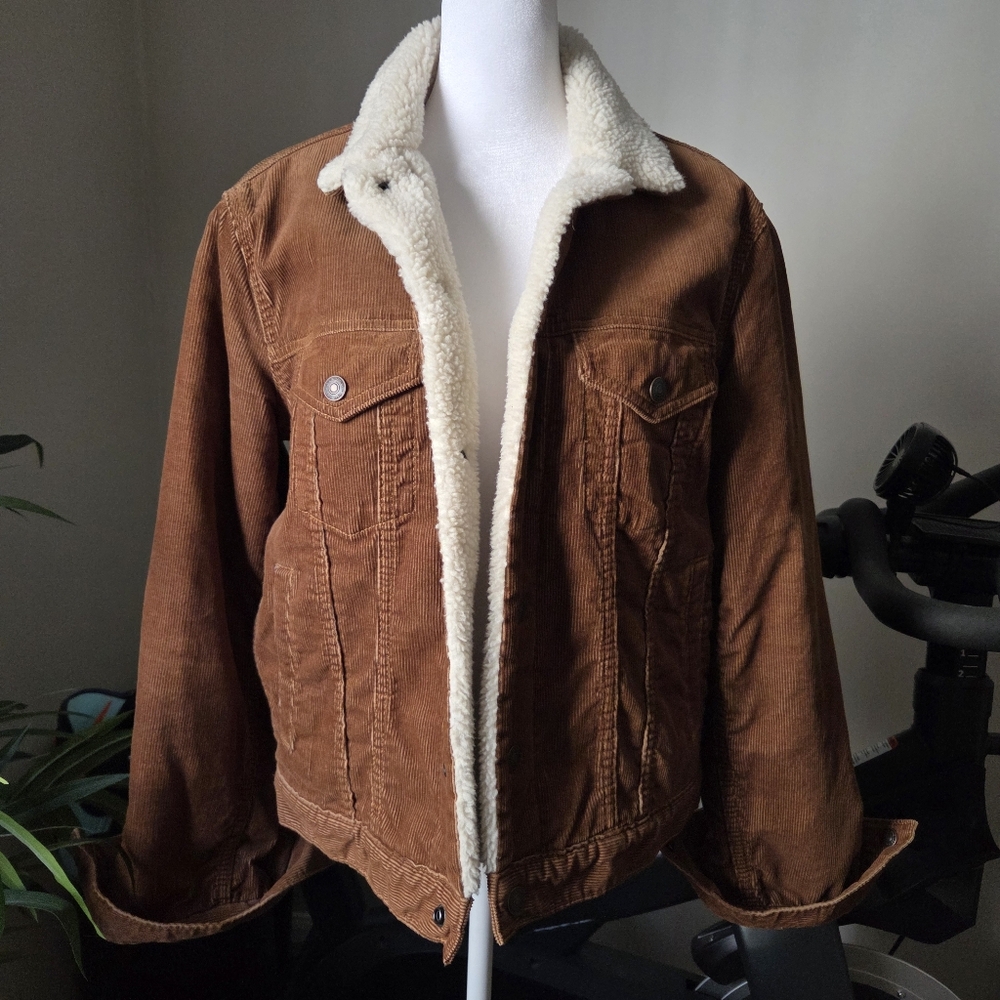 GAP Brown Corduroy Winter Sherpa Jacket Women's S